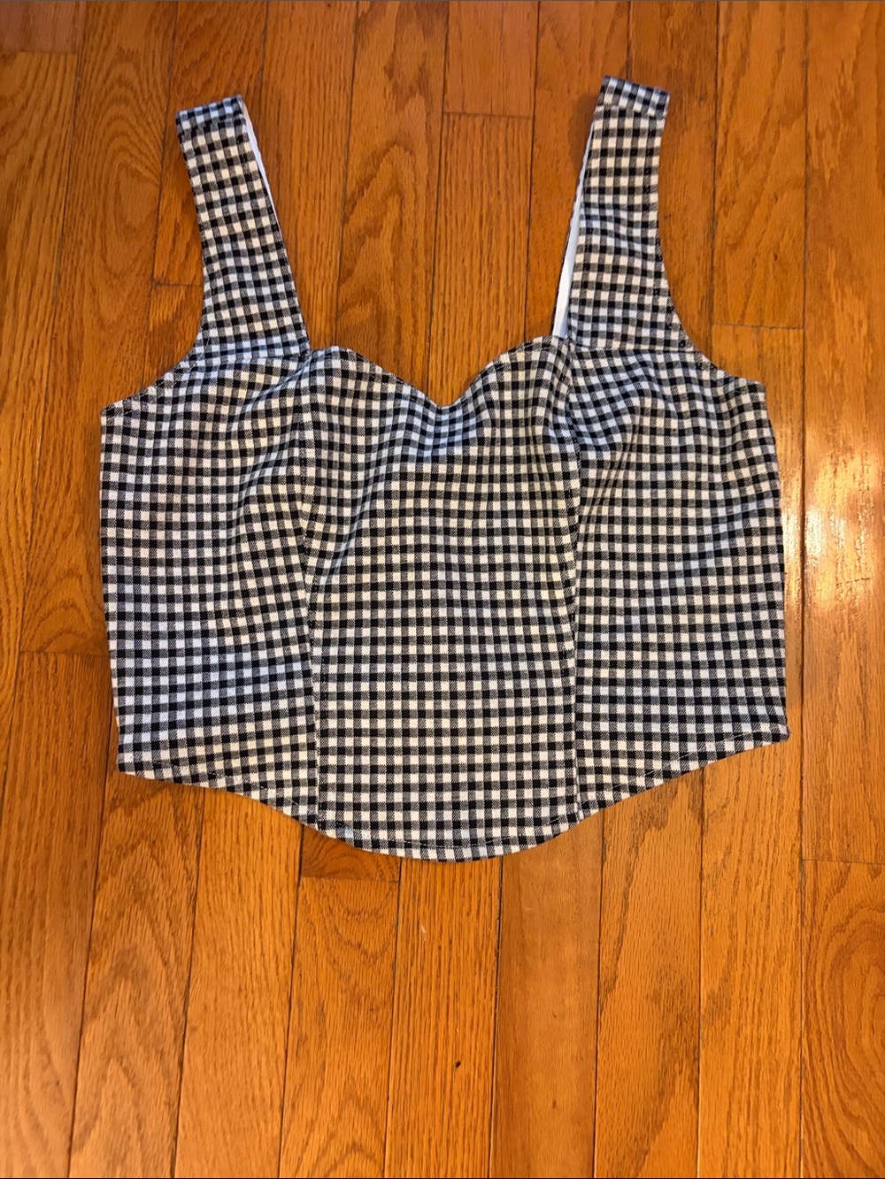Dolan west coast collection black and White Gingham Sweetheart Crop Top